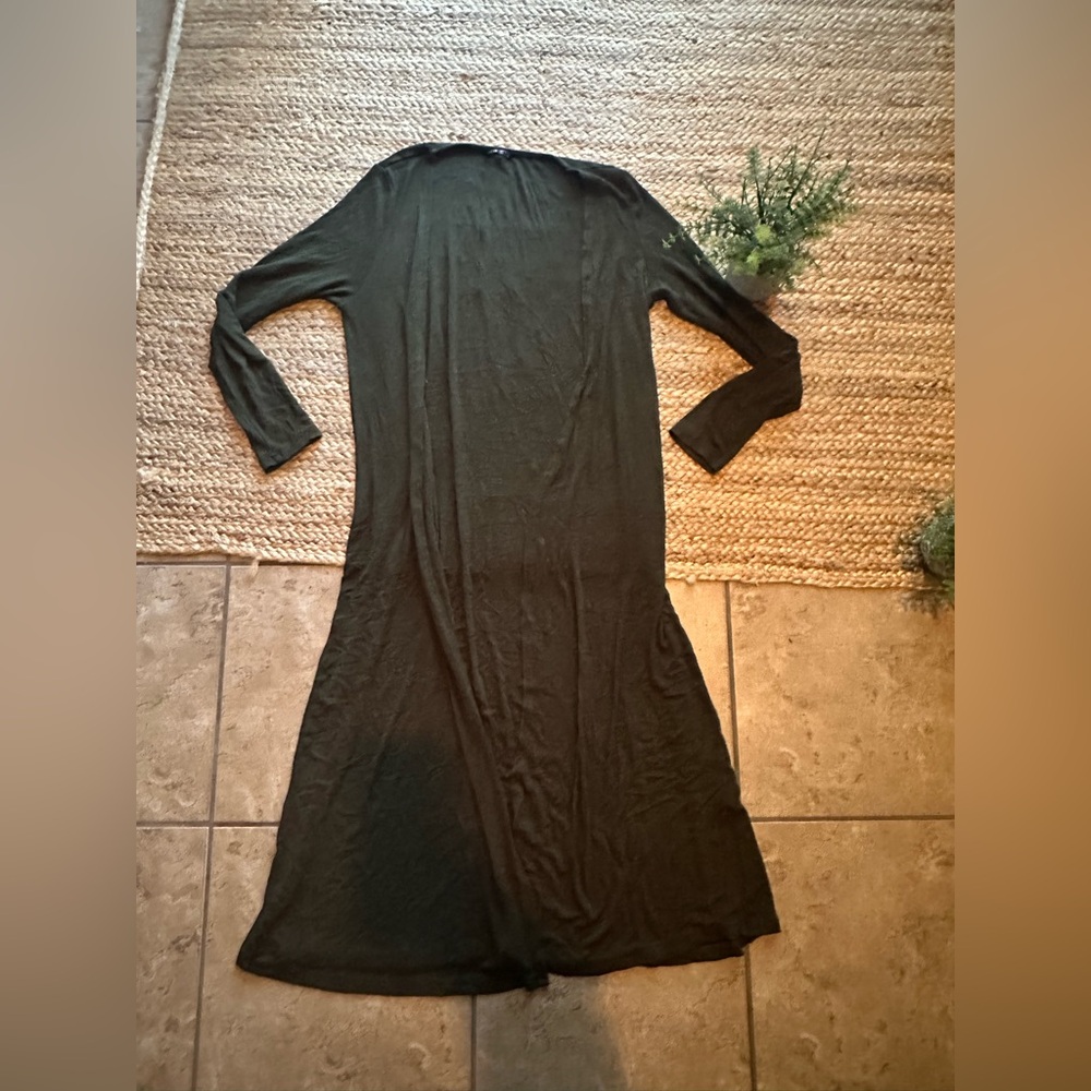 GREEN KNIT LONG CARDIGAN